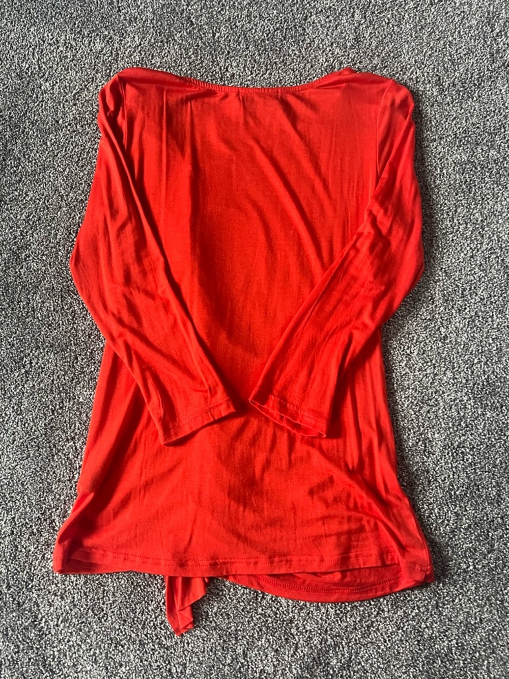 Vibrant Orange Long-Sleeve Ruffle-Front Top - Picture 3 of 3